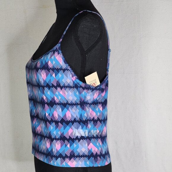 Decree Acrosstown Blue Crop Midriff Spaghetti Strap Cotton Span Cami Top Size XL - Picture 7 of 16